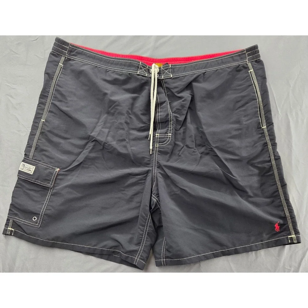 Polo Ralph Lauren Men's 4XB Big Black Cargo Mesh Lined Board Shorts Swim Trunks